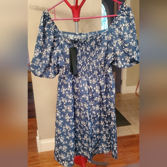 Green dress short sleeve flowers XL - Picture 3 of 6